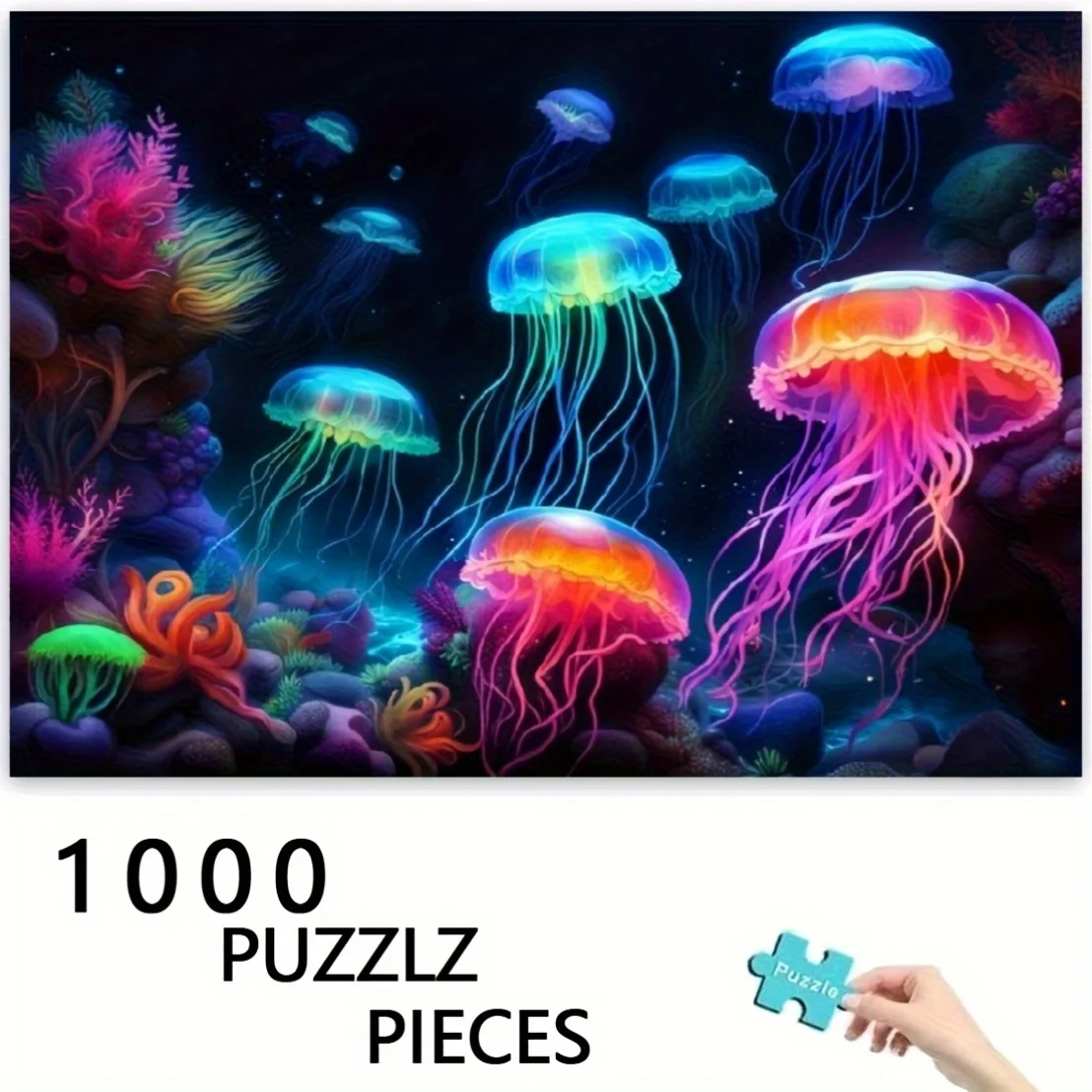 

1000pcs Jellyfish Jigsaw Puzzle - Challenging Large Jigsaw Puzzles for s &, Undersea Life Marine Biology Educational Activity
