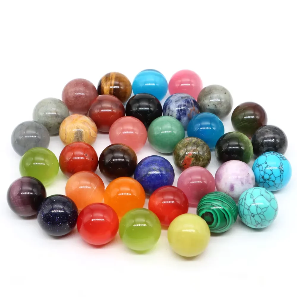 20mm Natural Stone Round Ball Amethyst Rose Quartz Lapis Healing Crystal Gemstone Sphere for Home Decoration Gifts