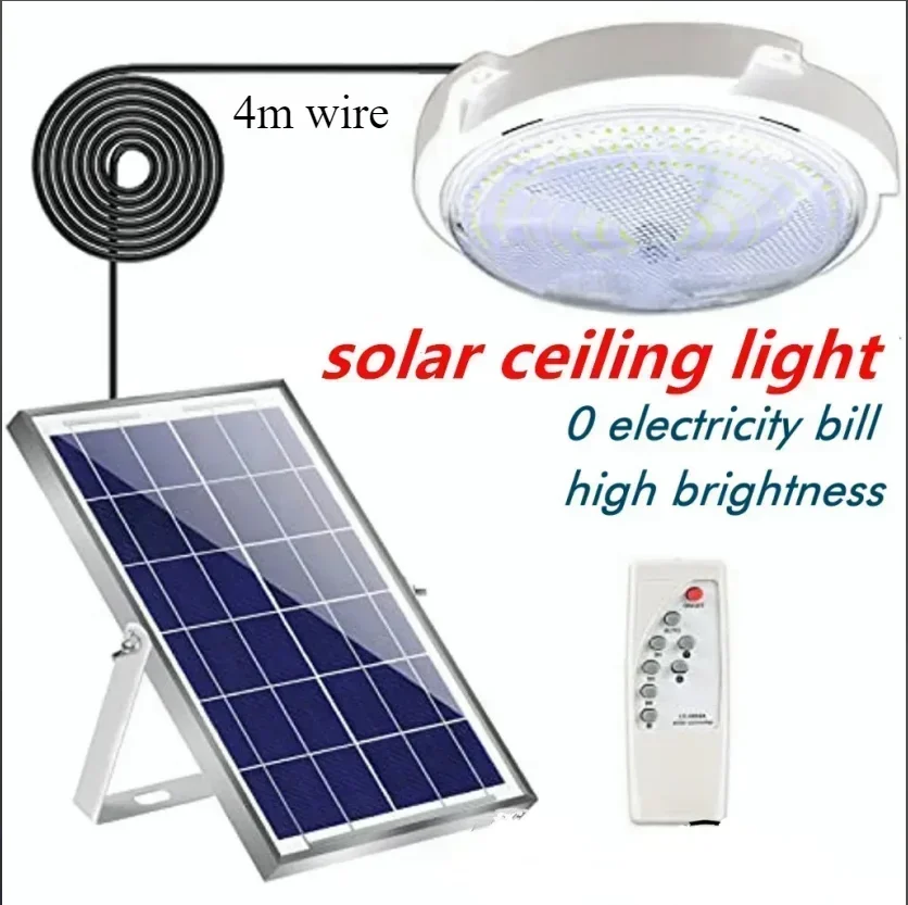 Imagem -02 - Led Solar Ceiling Lights com Controle Remoto Iluminação Interior Quarto Corredor Jardim Dimmable Timing Lamp