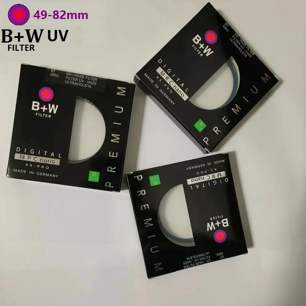 B + W 카메라 필터 나노 UV 필터 XS PRO MRC HAZE 보호 초박형, 니콘 캐논 소니 카메라 렌즈용