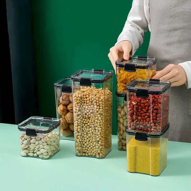 460~1800ml Sealed Boxes Transparent Jars Kitchen Storage Bottles Jars Sealed Food Containers Tea Coffee Beans Cereals Candy Box