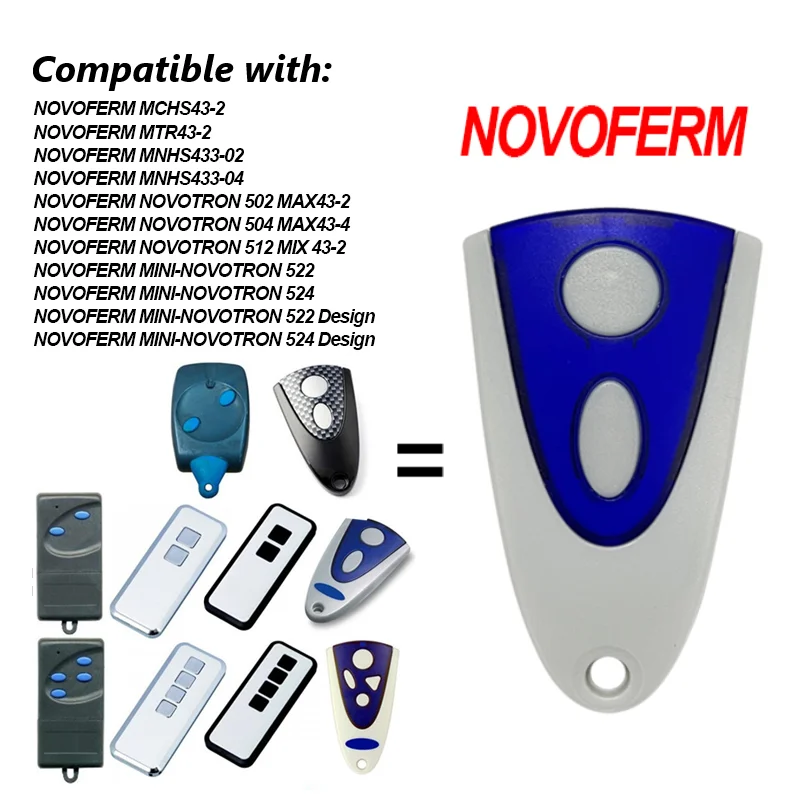 For Compatible with Novoferm Mini Novotron 522 524 Garage Door Remote Control 433.92mhz Rolling Code Transmitter