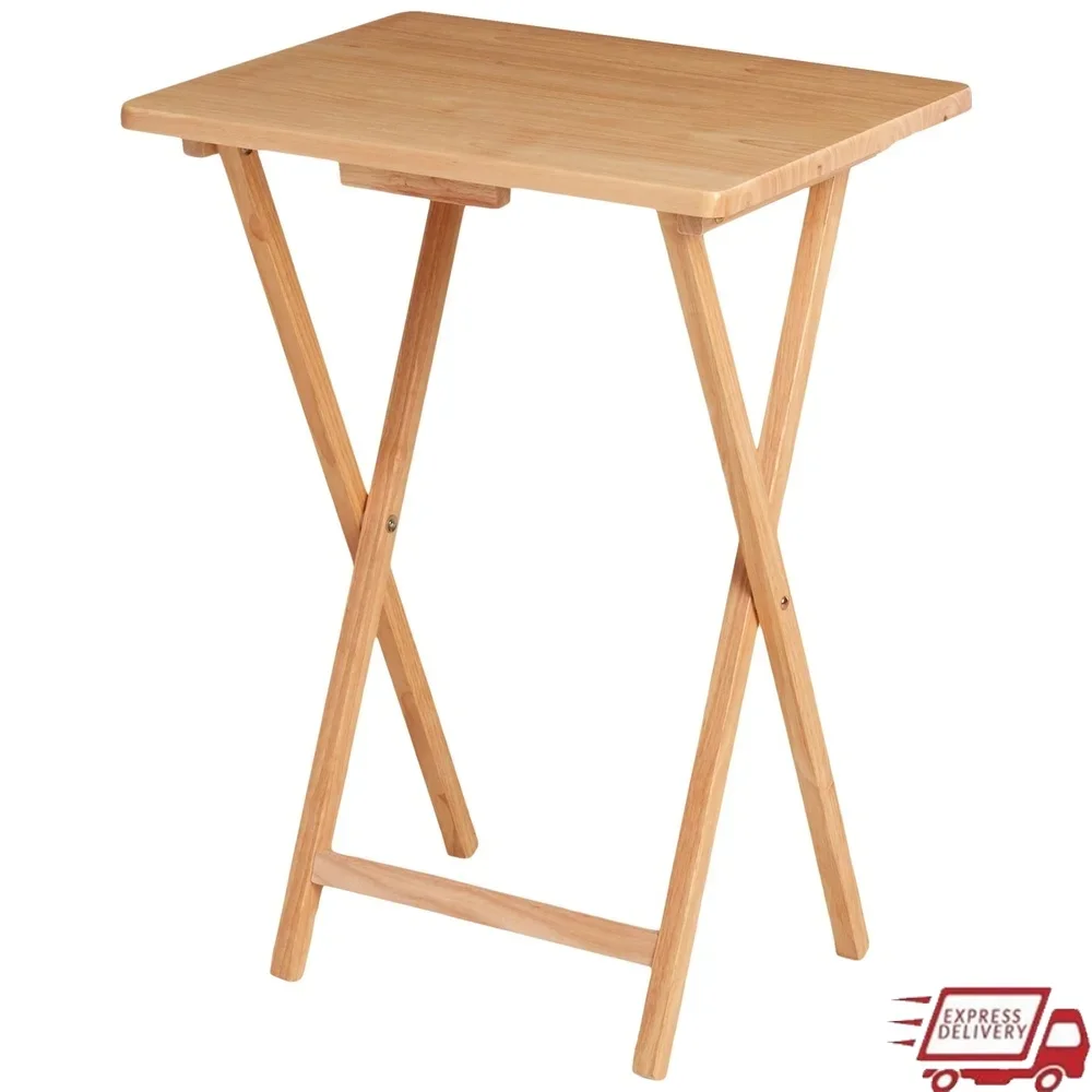 Mesa plegable para TV para interiores, portátil, ligera, de madera de caucho maciza, ahorro de espacio, fácil almacenamiento, No requiere montaje, diseño compacto