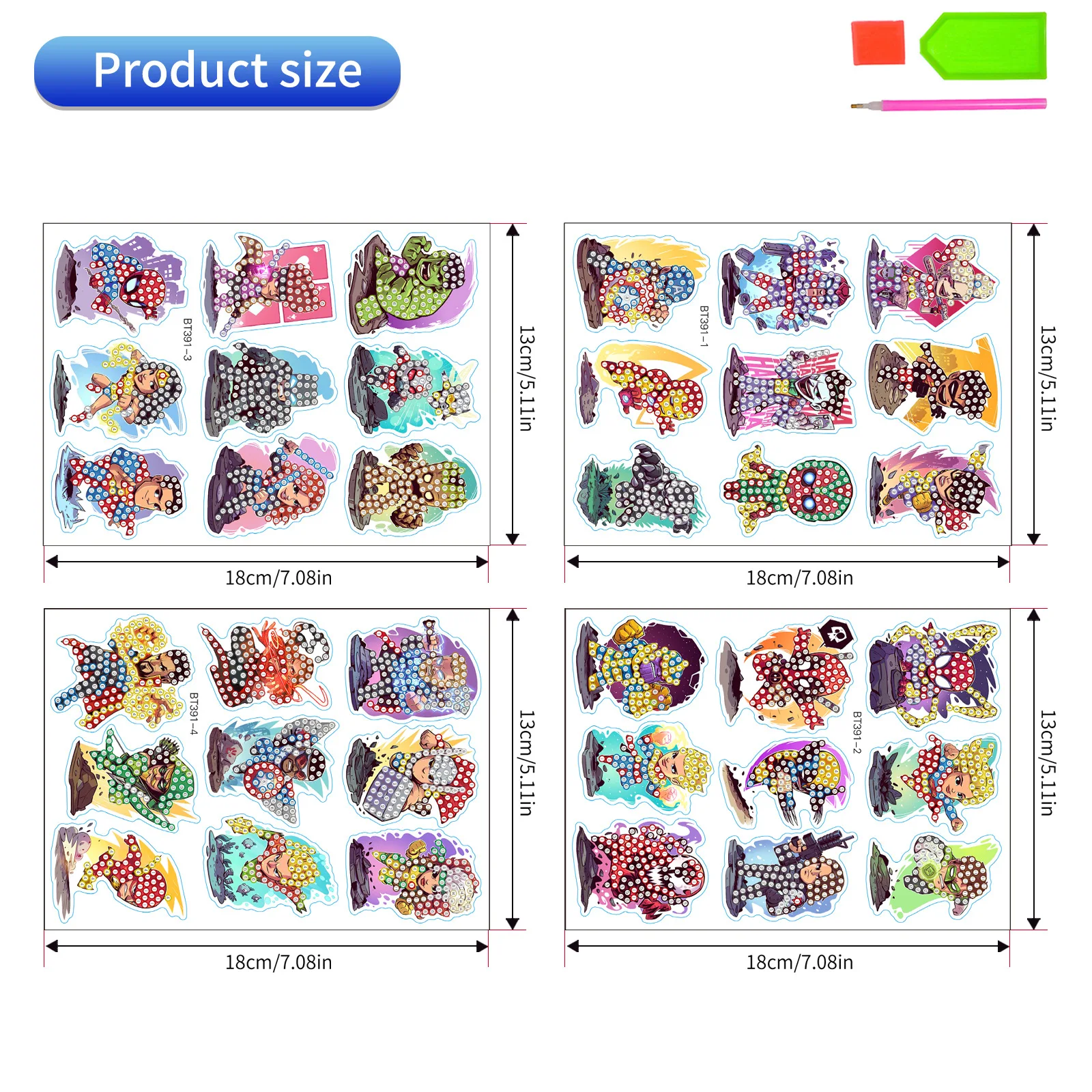 

Cartoon Superhero Diamond Painting, Diy Wall Sticker, Children's Handmade Sticker Decoration