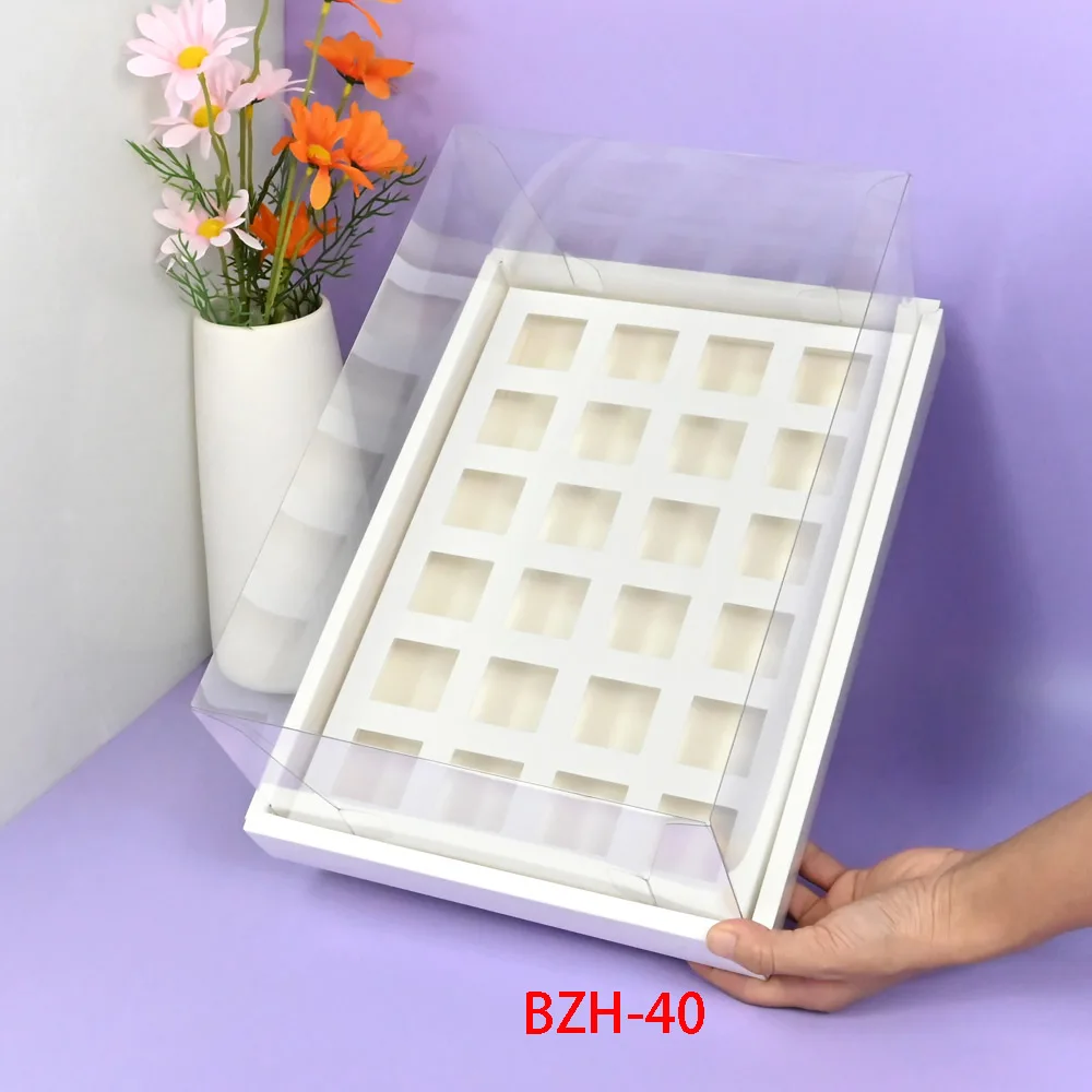 5pcs White Cupcake Boxes Paper Merry Christmas Mousse cake/Chocolate Gift Box Clear Window Packaging Bag