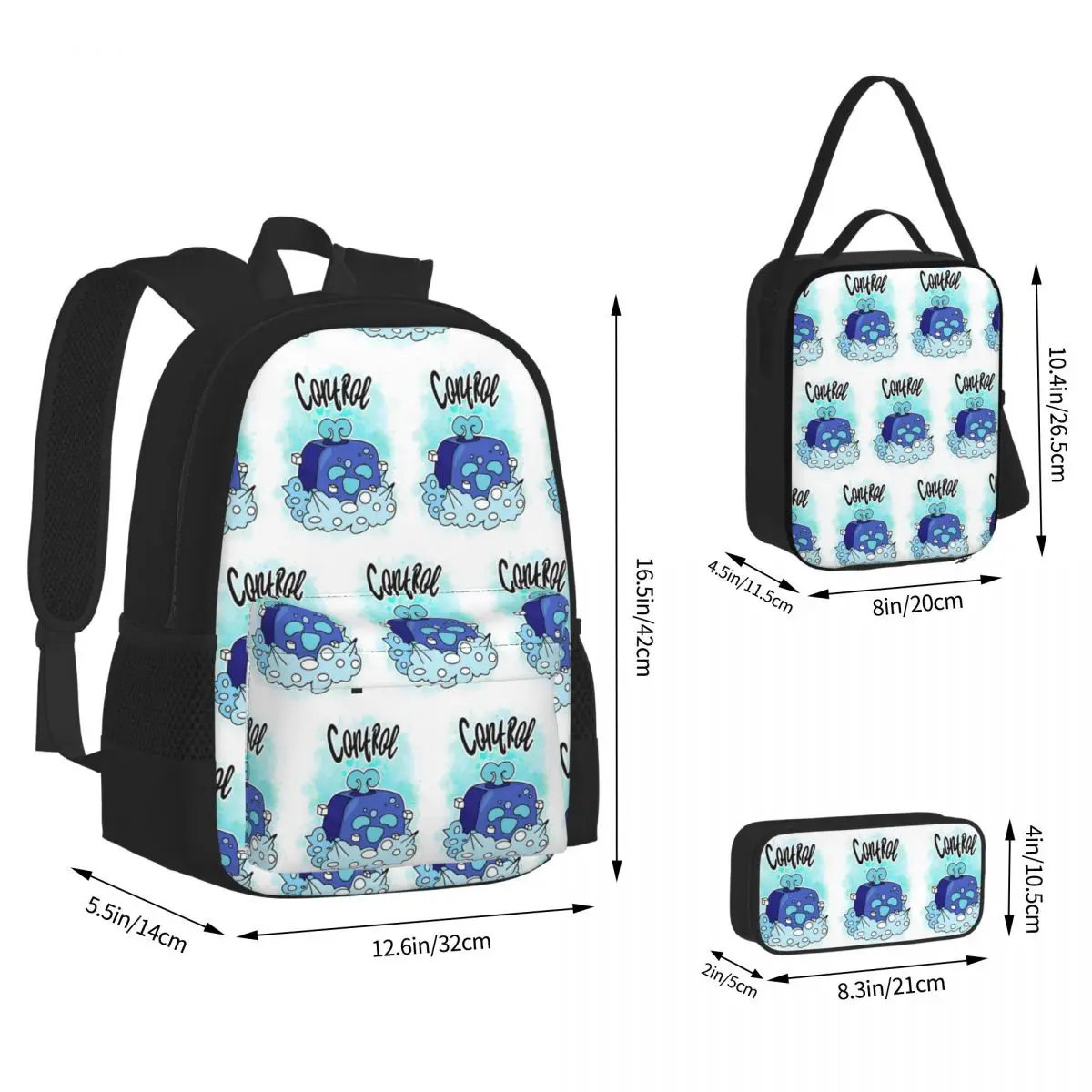 Control Blox Fruits Backpacks Students Bookbag School Bags Rucksack Lunch Bag Pen Bag Three-Piece Set
