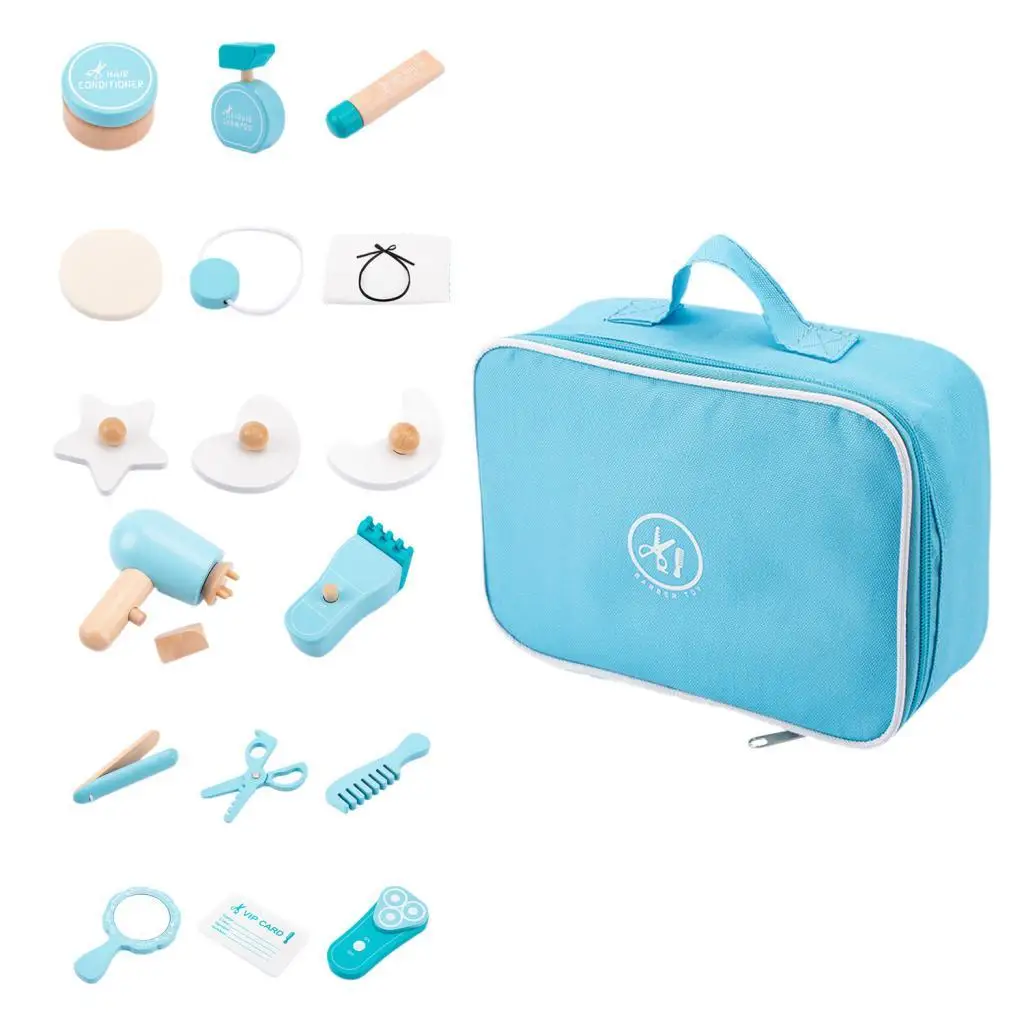 18x Make-up-Spielzeug-Set aus Holz, Rollenspiele, zum Anziehen, mit Aufbewahrungstasche, frühes Lernen, Spielen, Make-up-Beauty-Set für kleine Mädchen, Geschenke