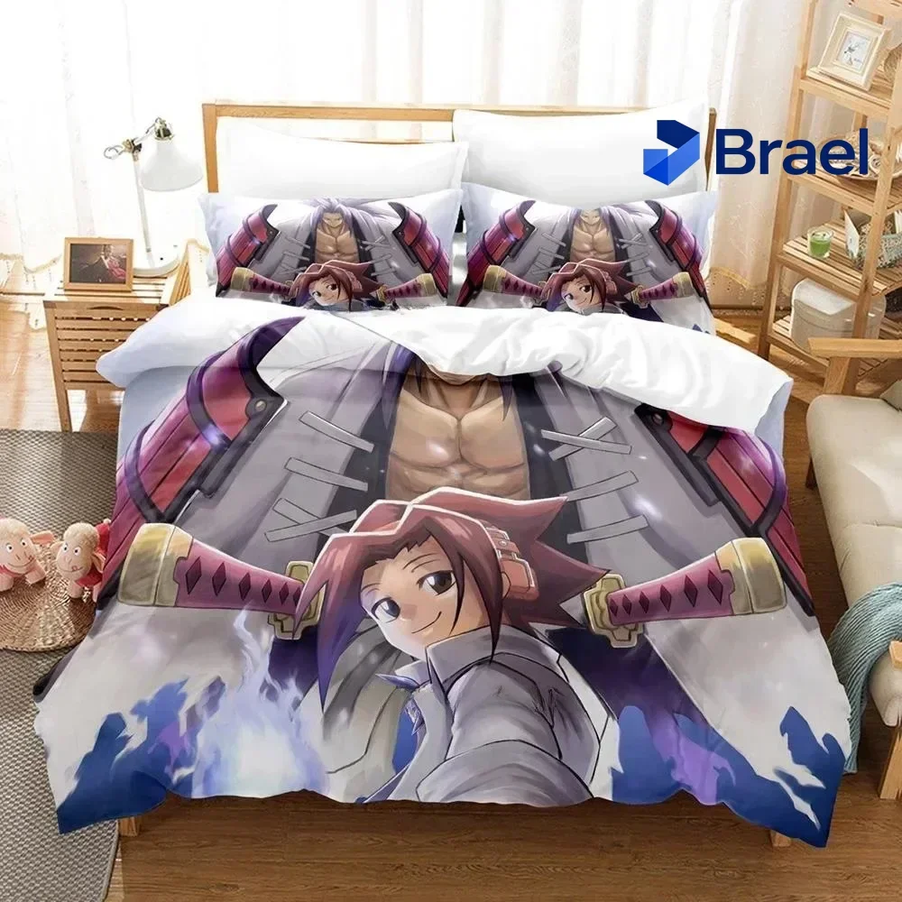 Exquisite Personality 3D Printing Shaman King Bedding Set Cartoon Anime Three-piece Set Adult Kid Bedroom Duvet Cover Sets Home