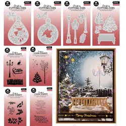 Christmas Night Scenery Stamps And Dies Scrapbook Diary Decoration Bird Tree Stencil Embossing Template DIY Greeting Card