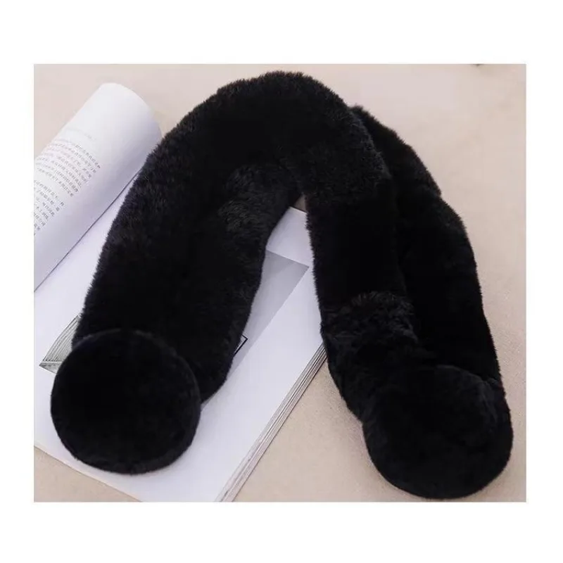 2025年新作 レディース レックスラビットファー スカーフ - 両面プラッシュ クロスオーバー ワイドカラー、冬ファッション 暖かいネックウォーマー ラップ 寒さ対策