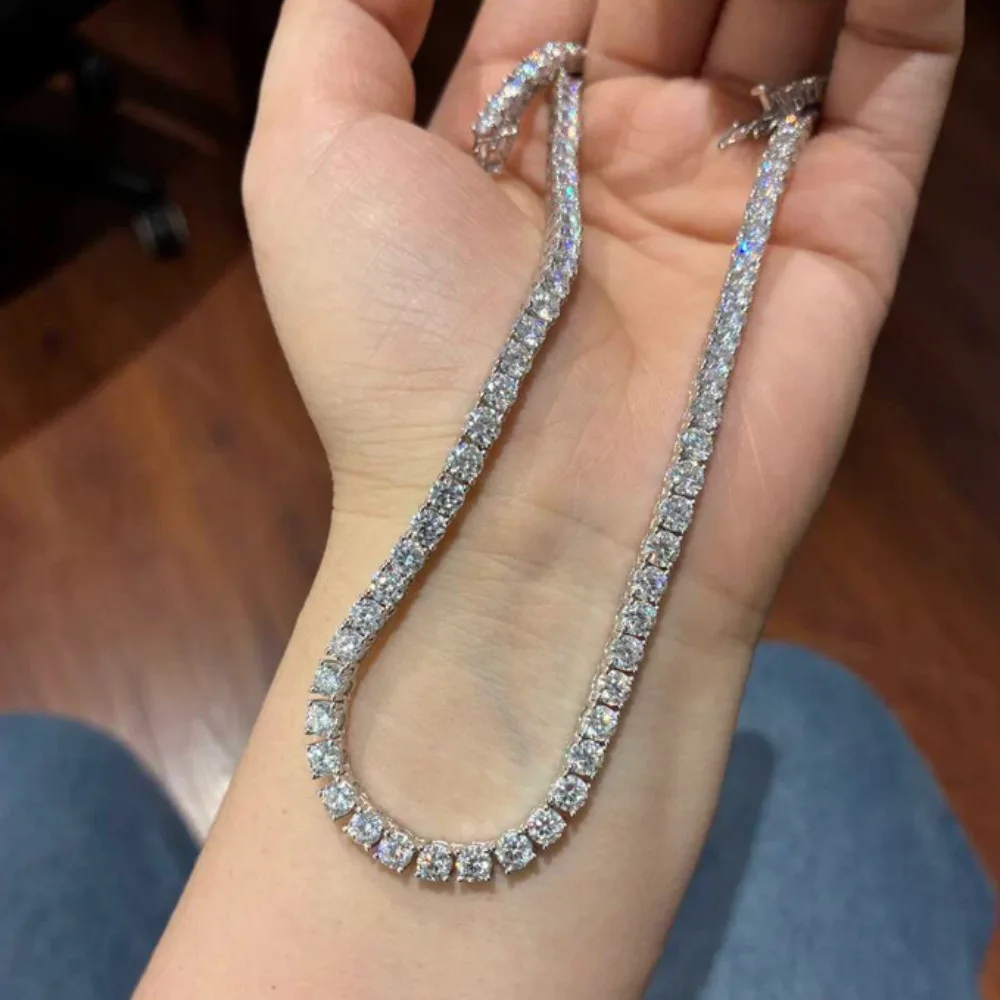 Trendy 3/4/5mm Lab Diamond cz Necklace White Gold filled Party Wedding Chain Necklace For Women men Rock Hiphop Jewelry