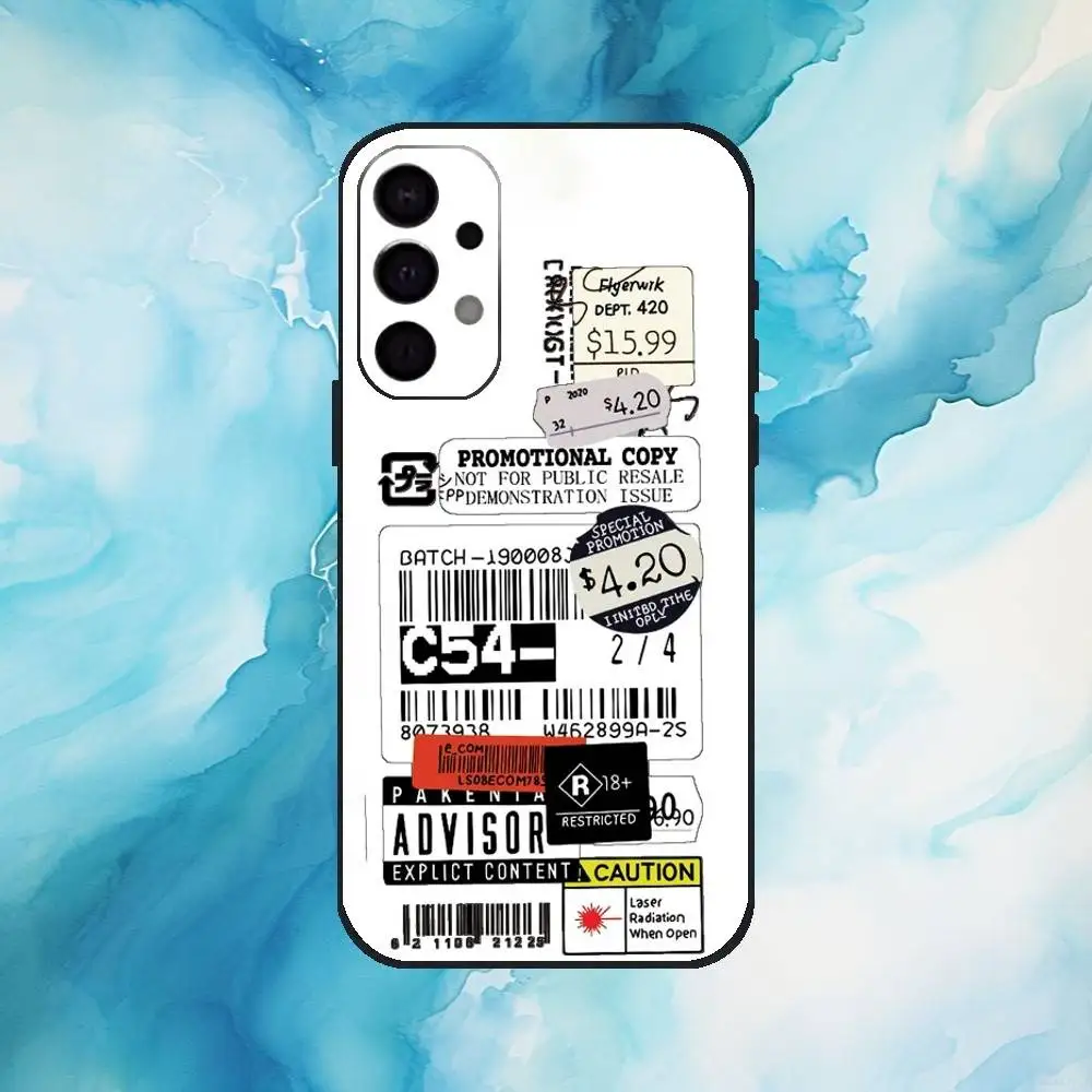 حافظة هاتف Zzz-Air Ticket Bar Code Label لهاتف Samsung S25,S24,S21,S22,S23,S30,Ultra,S20,Plus,Fe,Lite,Note,10,9,5G غطاء أسود