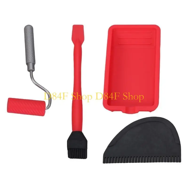 D84F มินิซิลิโคนสีลูกกลิ้งวาดภาพตกแต่งชุดตกแต่งขนาดเล็กถาดลูกกลิ้งสีขนาดเล็ก