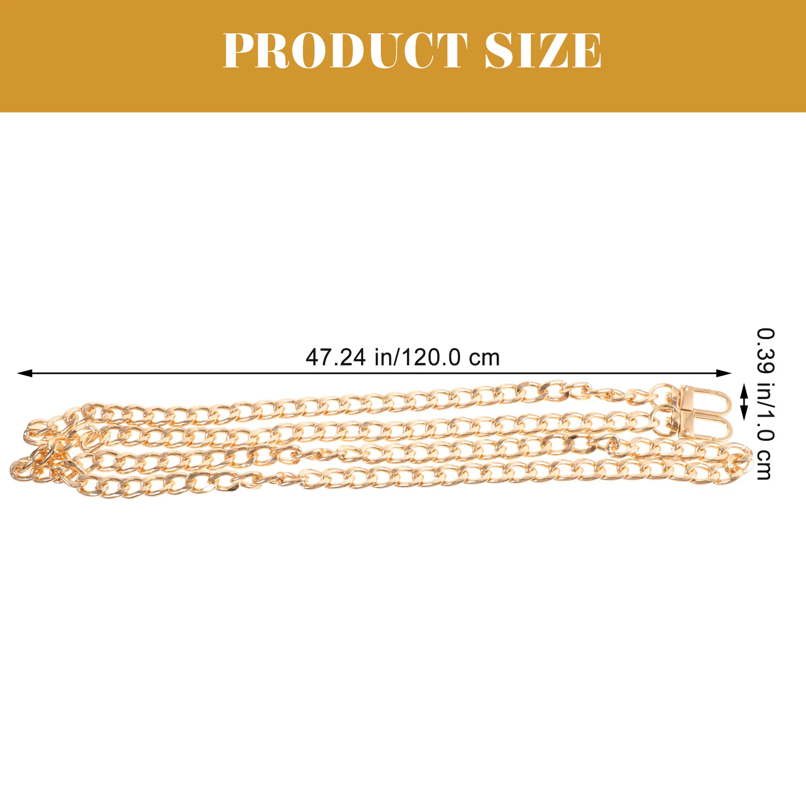 Gold Metal Purse Chain Long Single Shoulder Crossbody Bag Strap Removable Buckle Replacement Chain for Handbags Clutch Durable
