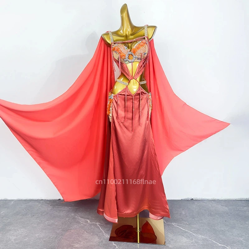 

New Long Skirt Set for Belly Dance Performance Practice Costumes, Oriental Dance Stage Performance Walking Costumes