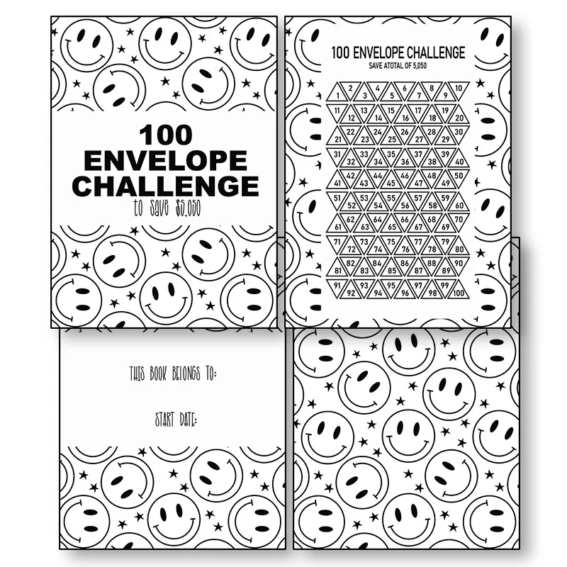 100 Envelope Challenge Binder 1-100 Day Challenge Savings Loose Leaf Notebook Refill Replacement Sticker