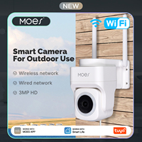 MOES 3MP Smart Security Camera with Tuya WiFi, Wireless/Wired RJ45, IP65 Waterproof, Motion Tracking & Full Color Night Vision
