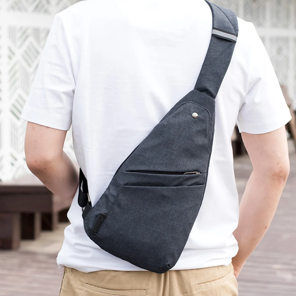 Mens Simple Sling Bag Adjustable Strap Anti Theft Chest Bag Anti-Thief Crossbody Bag Waterproof Multi Pockets Mini Shoulder Bag