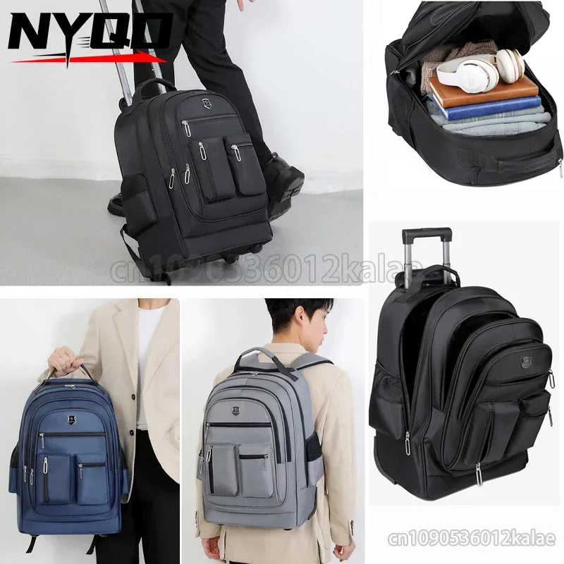 

Men's New Large-capacity Travel Backpack Trolley Business Computer Bag with Wheels Women's Multi-layer Trolley Luggage Bag