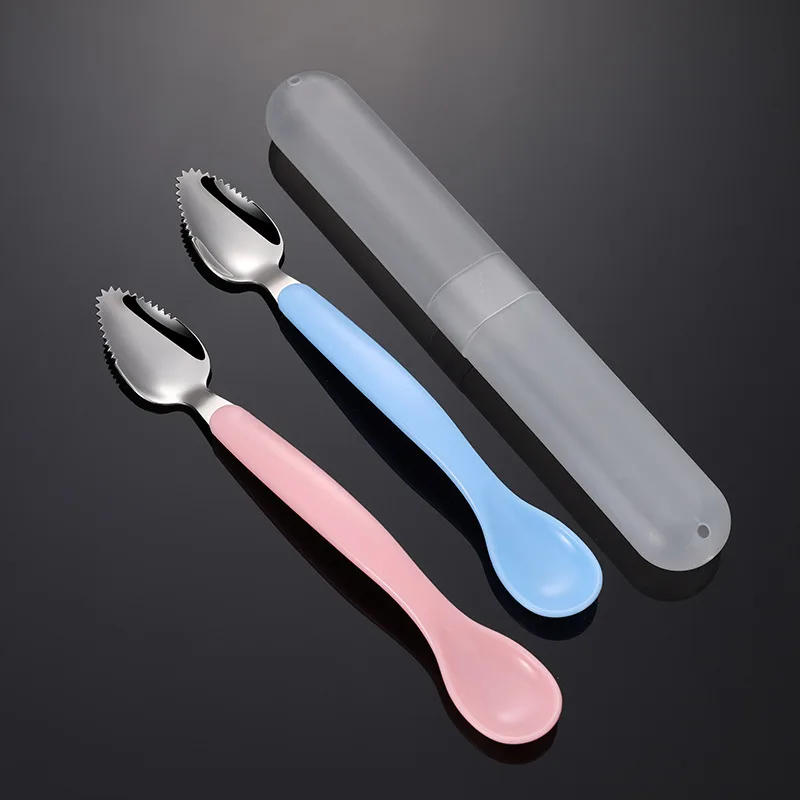 

Stainless Steel Children's Complementary Food Spoon Double Ended Fruit Puree Spoon Feeding Spoon for Infants