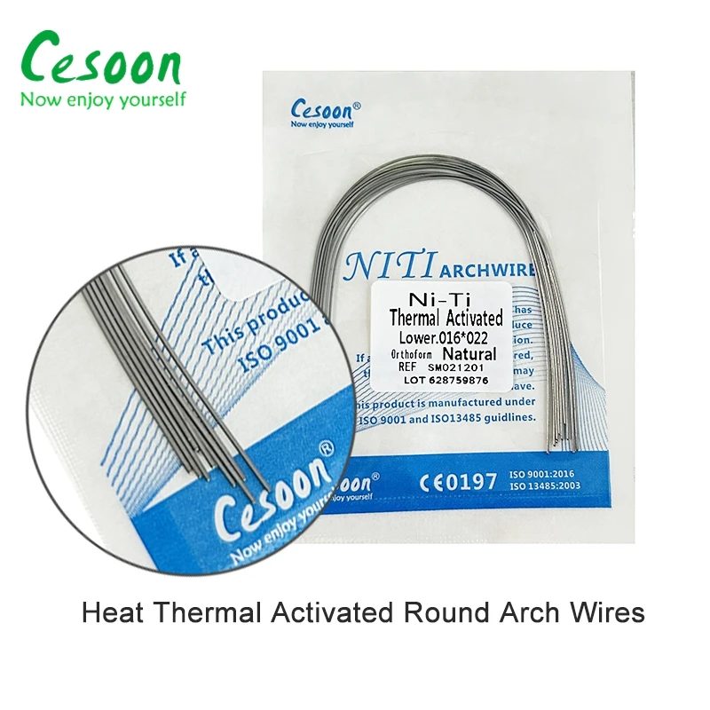 100Pcs/10Pack Dental Orthodontic Heat Thermal Activated Niti Arch Wire Round Rectangular Natural Form Archwire Dentist Material