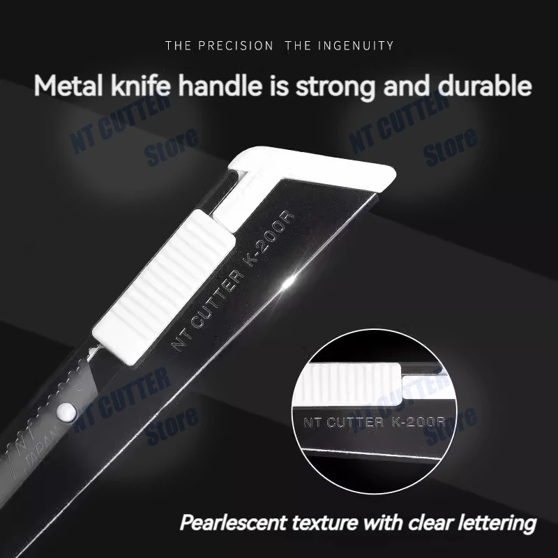 Original Japanese NT CUTTER K-200RP 9mm multifunctional stainless steel utility knife, high-strength cutting knife, all-metal copper rotation lock