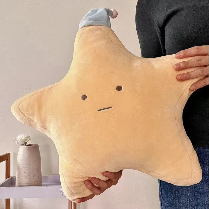 Alta qualidade amarelo estrela plushie almofada recheado bonito tempo brinquedo de pelúcia para o quarto do miúdo decoração sofá lance travesseiro meninas presente