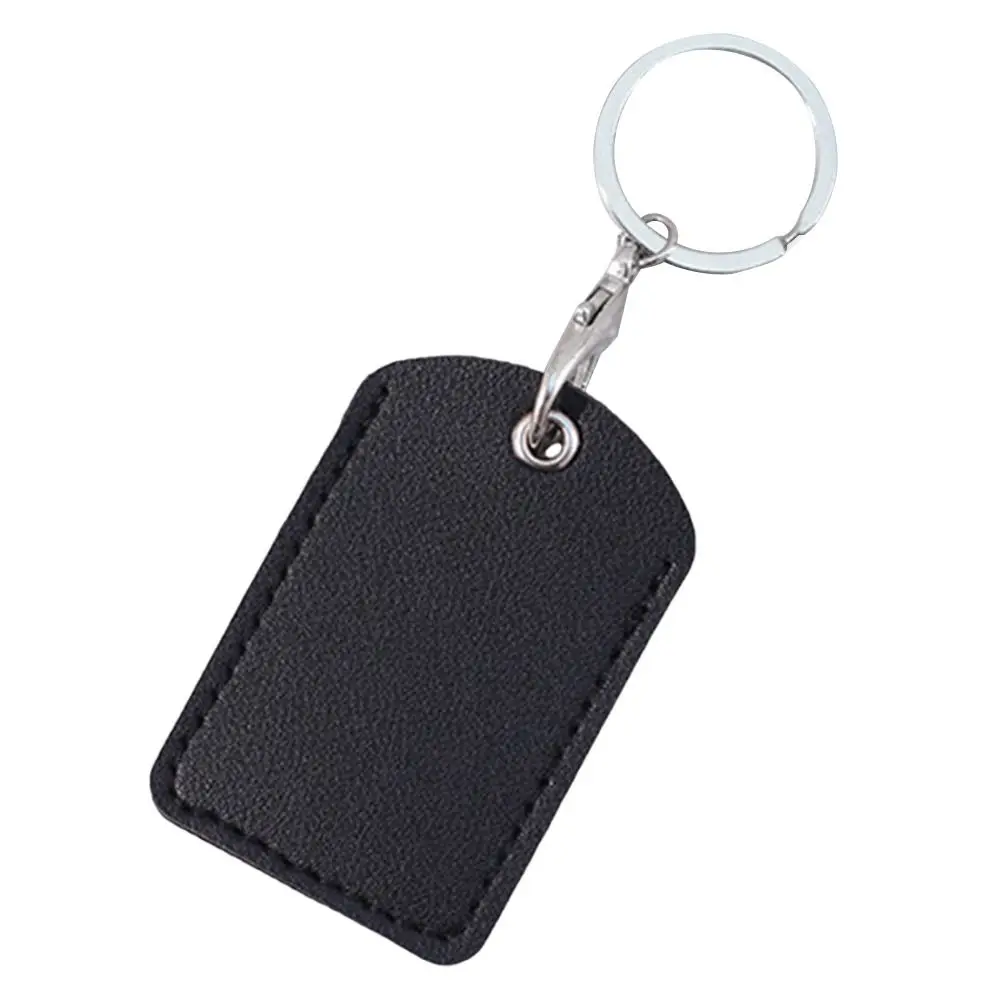

Useful Protective Card Sleeve With Keychain Rectangle Access Control Card Cover Case PU Leather Key Ring For Airtag