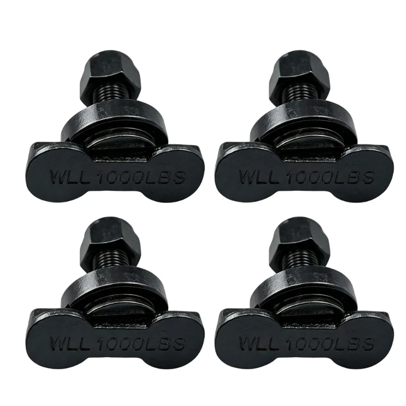  Pickup Load Control L-Track Fittings, Steel Threaded Bolt Hardware Set of 4 for Cargo Tie-Down Work Use System