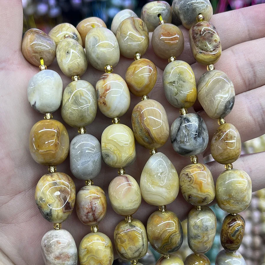 Natural Crazy Agate Stone Conformal Lrregular Loose For Jewelry Making DIY Necklace Bracelet 15''10x15mm
