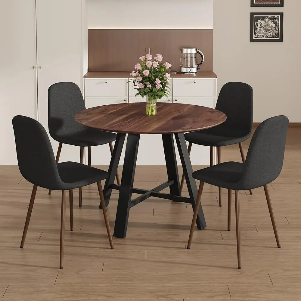 

4-Seat Round Dining Table Set with Upholstered Chairs, 42 Modern for Small Spaces: Ideal for Kitchen, Office, or Apartment