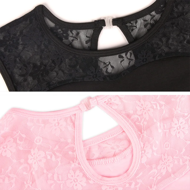 ﻿   Meisje Kant Mouwloos Hemdje Ballet Dans Maillots voor meisje Gymnastiek Dans Tank Tops met Water-drop Terug en Zachte Voering