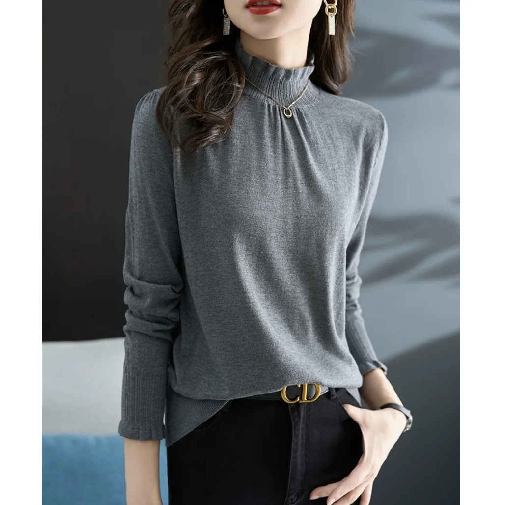 

Loose Long Sve Knitted Sweater f High Collar Base Layer irt Autumn Women's Faion Outlet Store Soft Rabbit Fur Blend