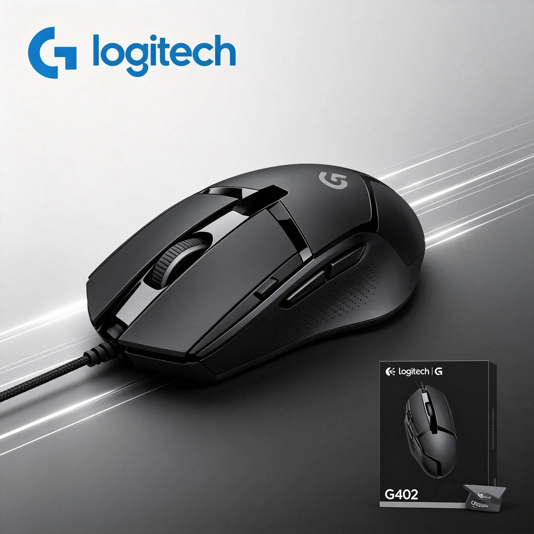 Logitech G402 Wired RGB Gaming Mouse Multi‑Function 8 Buttons Adjustable Sensitivity Setting For Home E‑Sports Gaming