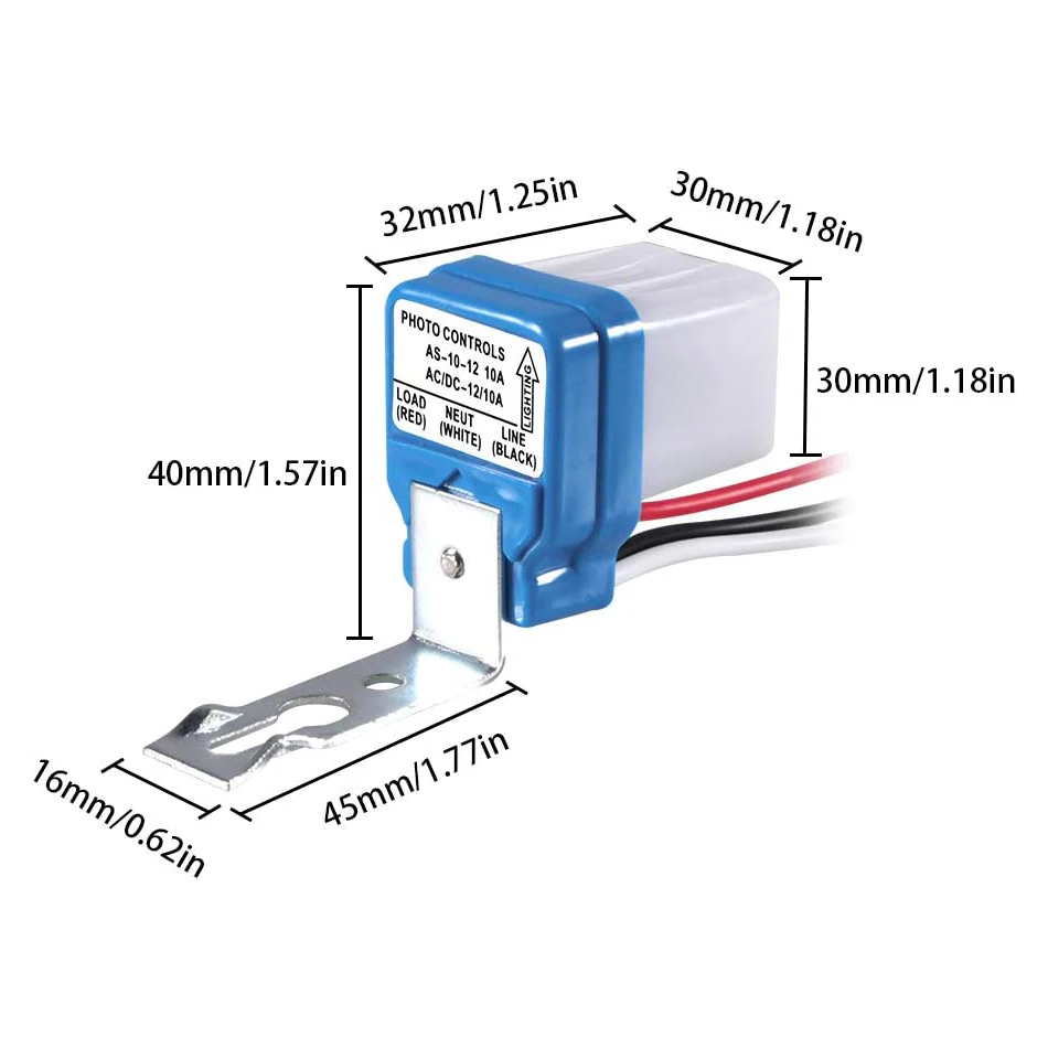 1Pcs AC/DC12V 10A Automatic Auto On Off Photocell Street Light Switch 50-60Hz 10A Photo Control Photoswitch Sensor