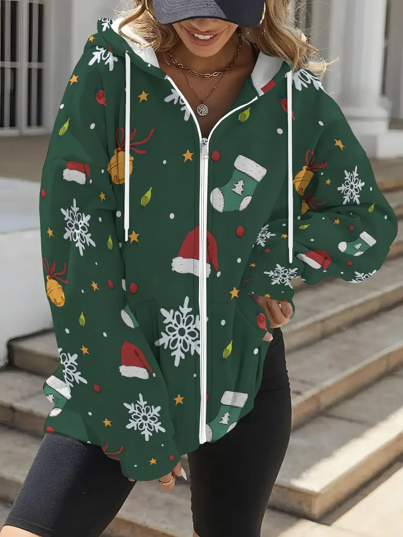 سترة نسائية جديدة بغطاء للرأس بسحاب لعيد الميلاد لعام 2026، عصرية، مناسبة للربيع والخريف، زينة حفلات عيد الميلاد #3