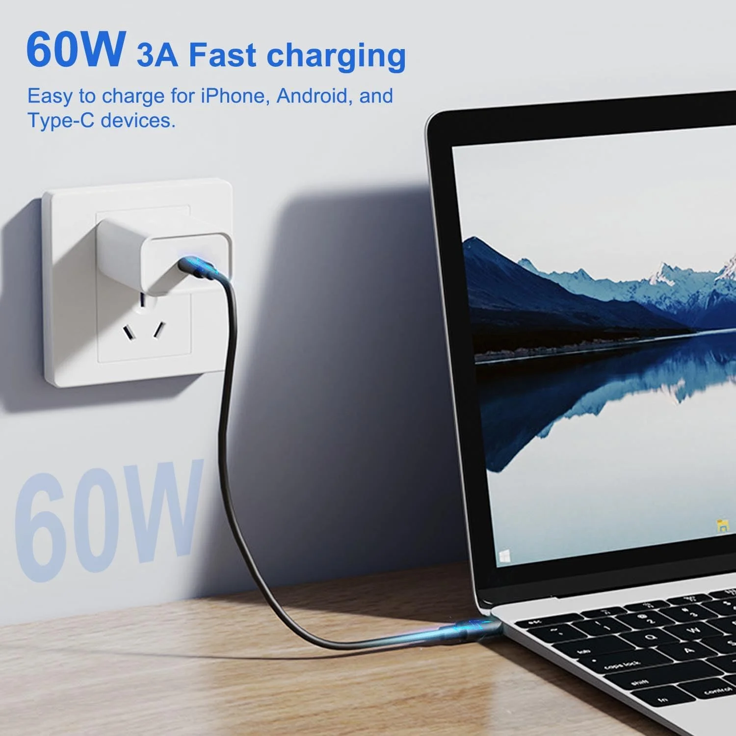 MagiicFiber PD60W USB C To Type C Cable For iPhone 14 Pro Max 5 in 1 Cable Charging Case Set USB Adapter Cable For Samsung S23 X