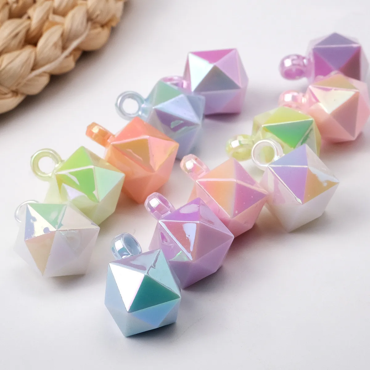 

Newest 100pcs 21*16mm AB Pearl Spring Pastel Colors Faceted Cube Jewelry DIY Charms Necklace Earring Bracelet Pendants