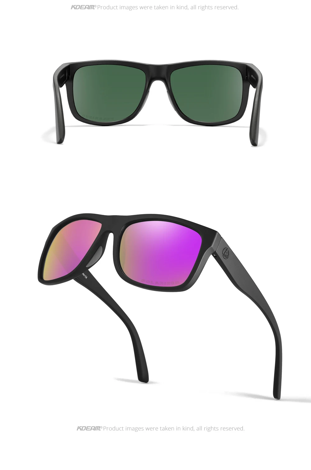 Kdeam polarisierte Sonnenbrille Männer Sport drei dimensionale Marke Logo tr90 quadratische Sonnenbrille ganz schwarz mit Reiß verschluss Fall kd0721 – Detail 26
