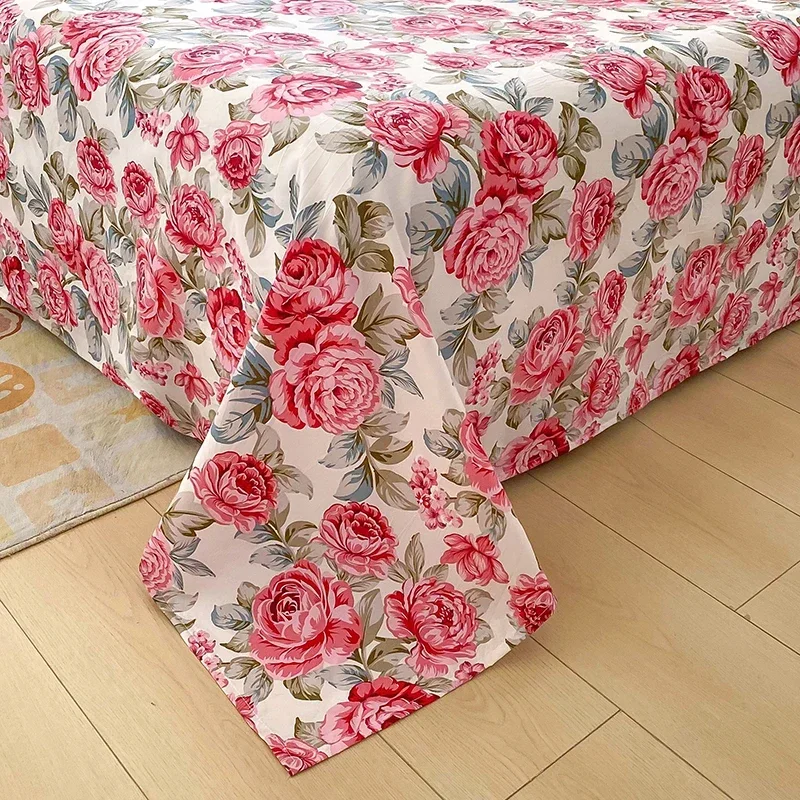 Sábanas planas con estampado de flores rojas para cama doble individual/Queen/King, sábanas superiores con estampado reactivo para camas sabanas cama 150x200