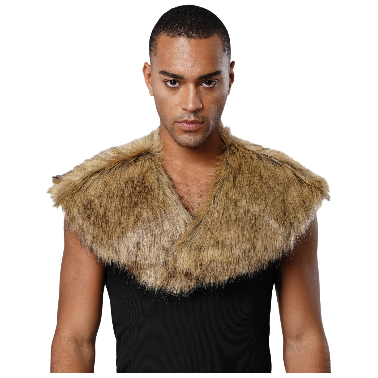 

Men's Medieval Viking Knight Warrior Faux Fur Shawls Shoulder Cape Collar Costume Accessory for Halloween Cosplay Carnivals