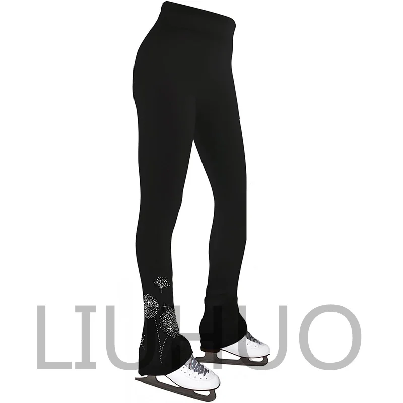LIUHUO フィギュアスケート パンツ 女の子と女性用 フリース五角形付き トレーニングウェアに最適