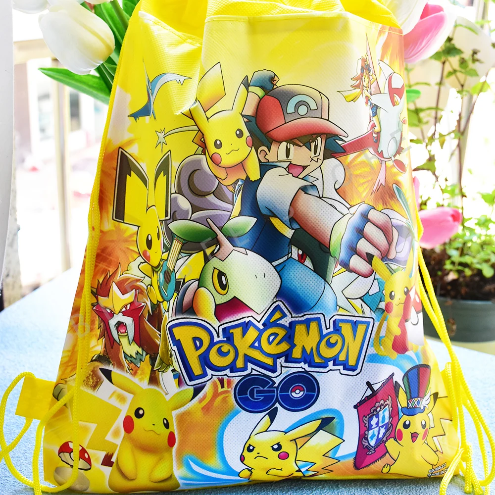 New Pokemon Drawstring Bags Kids Birthday Party Supplies Pikachu Boy Girl Gift Bags Decorations Kids Toys Gift Party Favors