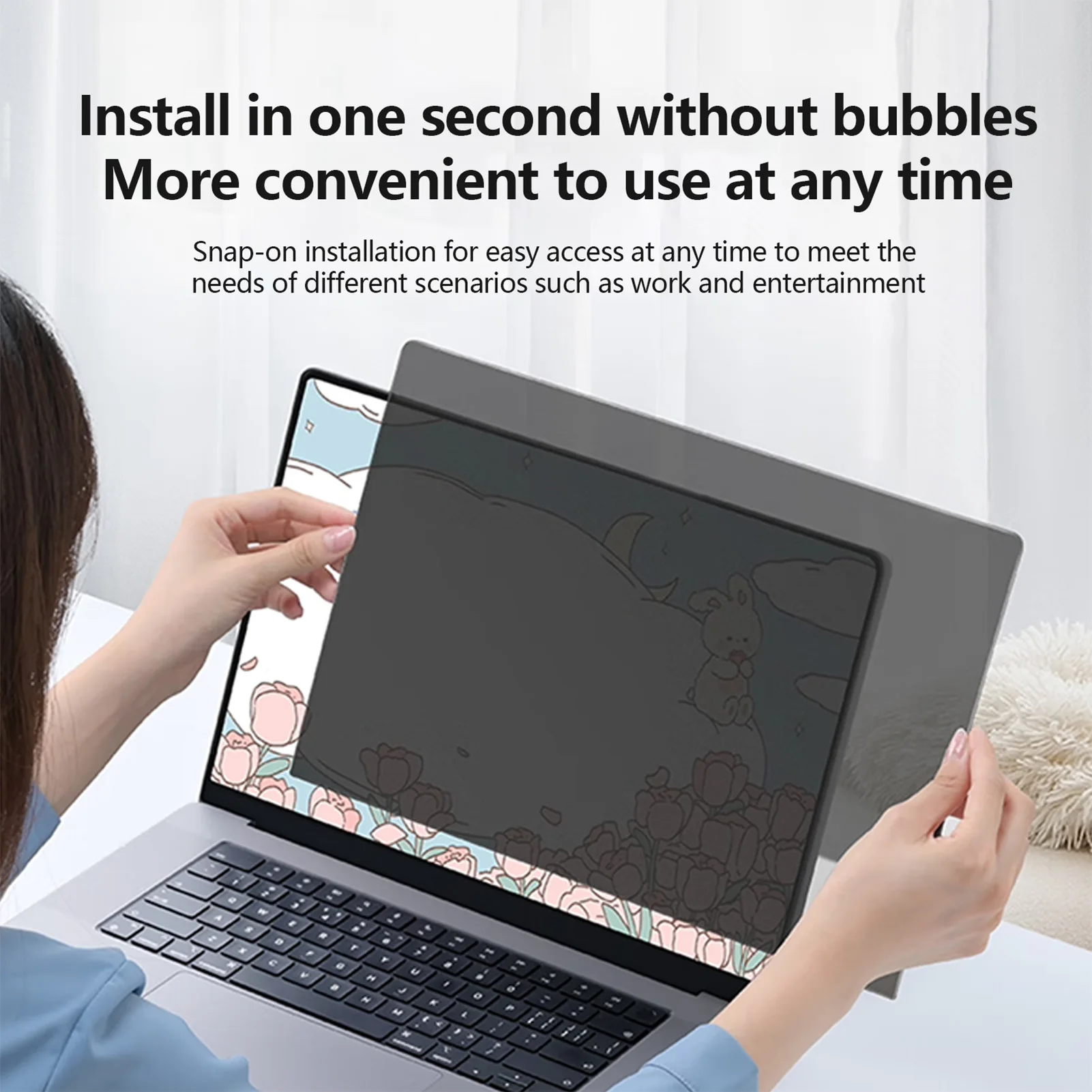 Universal Anti-Peeping Screen Protector 13.3-27 Inches Blue Light Blocking Monitor Filter for Computer/Laptop Snap-On Type Insta