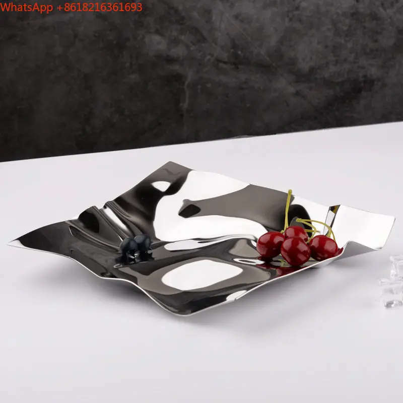 Limited Offer   Simple Light Luxury Nordic Stainless Steel Fruit Plate Creative Living Room Household Snack Ornament Tray