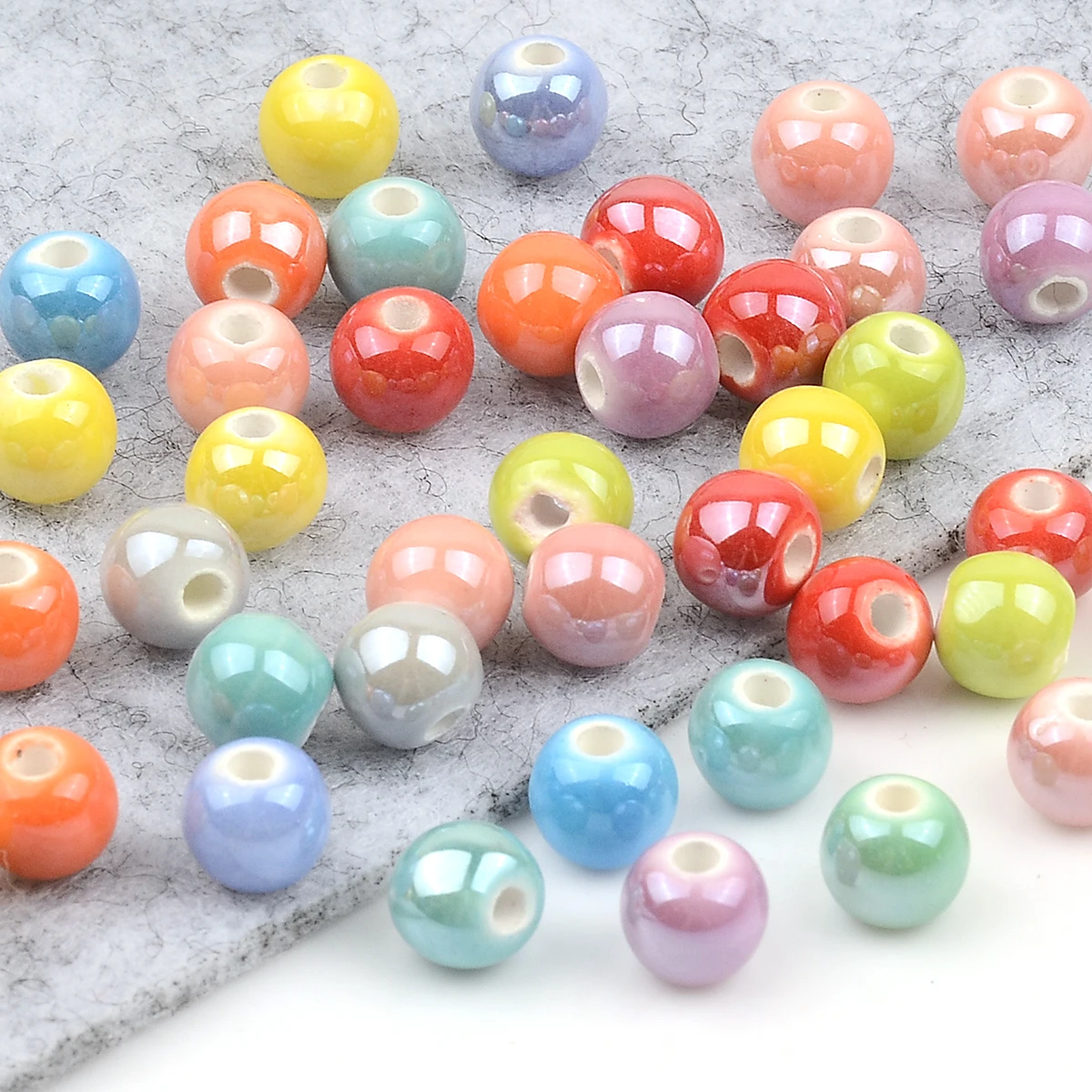 30pcs Round Ceramic Beads 6mm Mix Colors For Jewelry Making Bracelet Necklace Earring DIY Hole Beads Accessoires