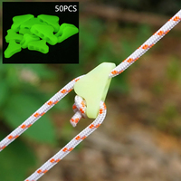 50Pcs Outdoor Luminous Rope Buckle Tent Drawstring Anti-slip Adjustment Buckle Triangle Camping Rope Buckle Canopy Accessories