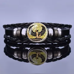Egyptian Ankh Cross Punk Bracelet Vintage Ancient Egypt Anubis Scarab Goddess Woven Multilayer Bracelets Jewelry Gift