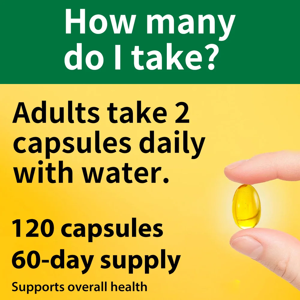 Vitamin D3 Capsules, Daily Essential Nutrient Supplement for Bone Teeth Muscle & Immune System Wellness Non-GMO Gluten Free