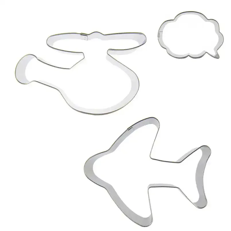 3 pcs Helicopter Small Cloud Stainless steel Cookie cutter biscuit embossing machine Pastry candy molds Cake decorating tools